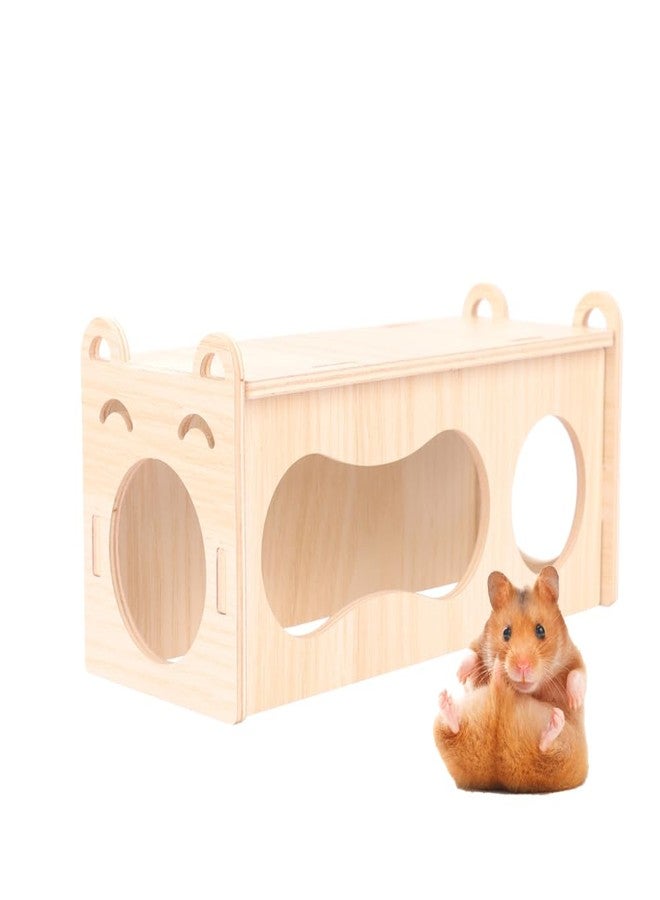 kcrygogo 7.9-Inch Natural Wood Hamster Smiley Face Tunnel Toy - Open-Ended Comfort Tube, DIY Cozy Happy Tunnel for Dwarf Hamsters, Gerbils, Mice - Image 1